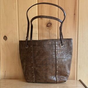 RELIC Brown Faux Crocodile-Embossed Tote Bag